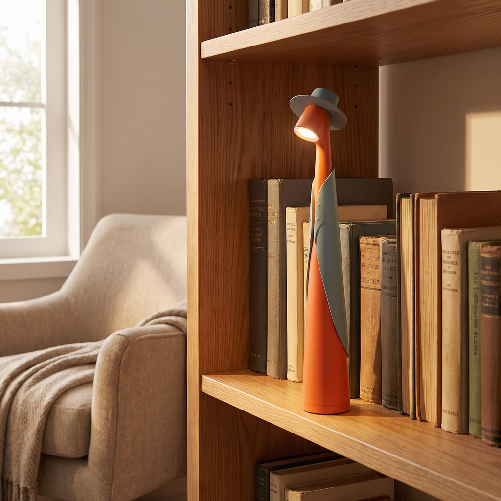 Sculptural Hat Figure Cordless Desk Lamp - styled