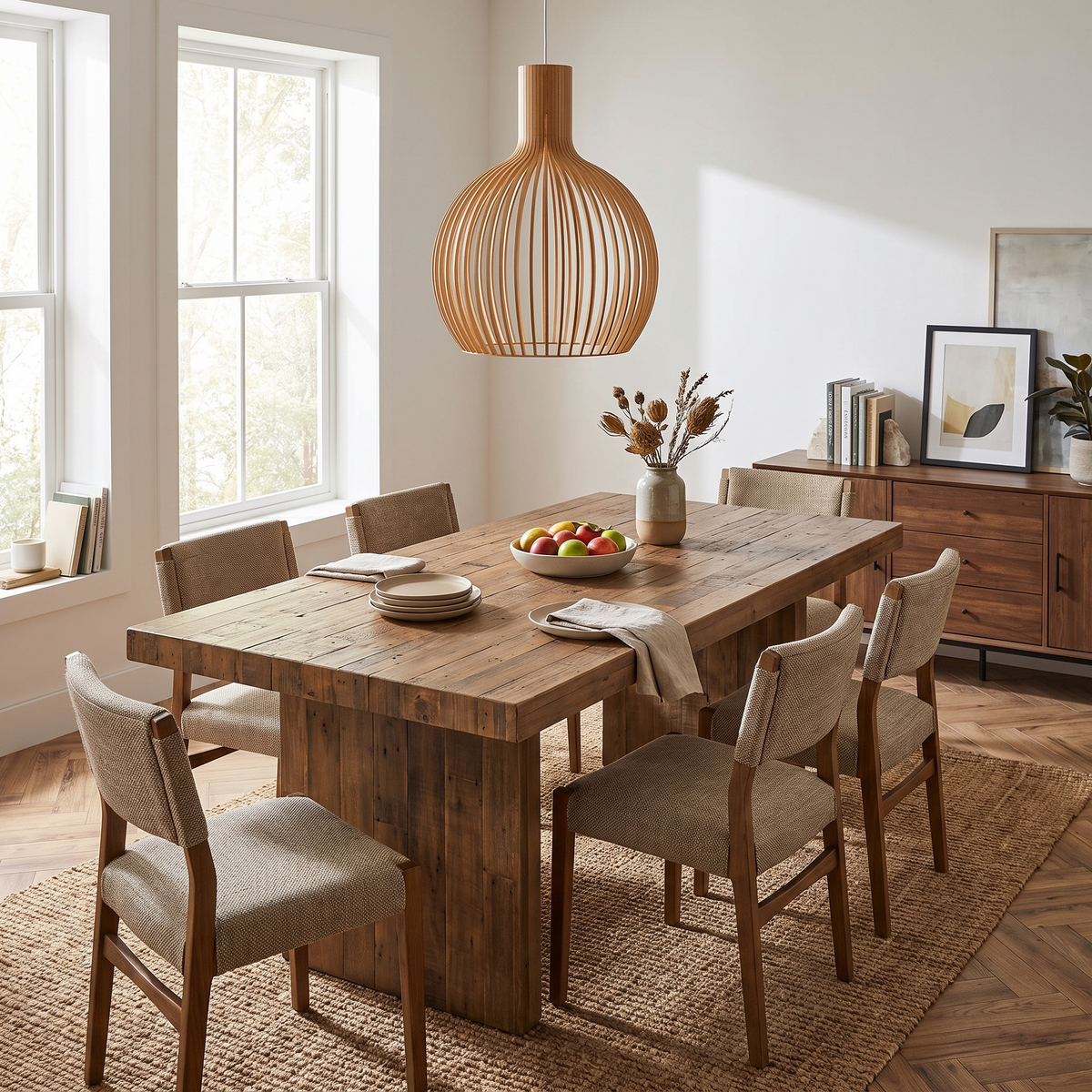 Wooden Slat Birdcage Pendant Light - styled