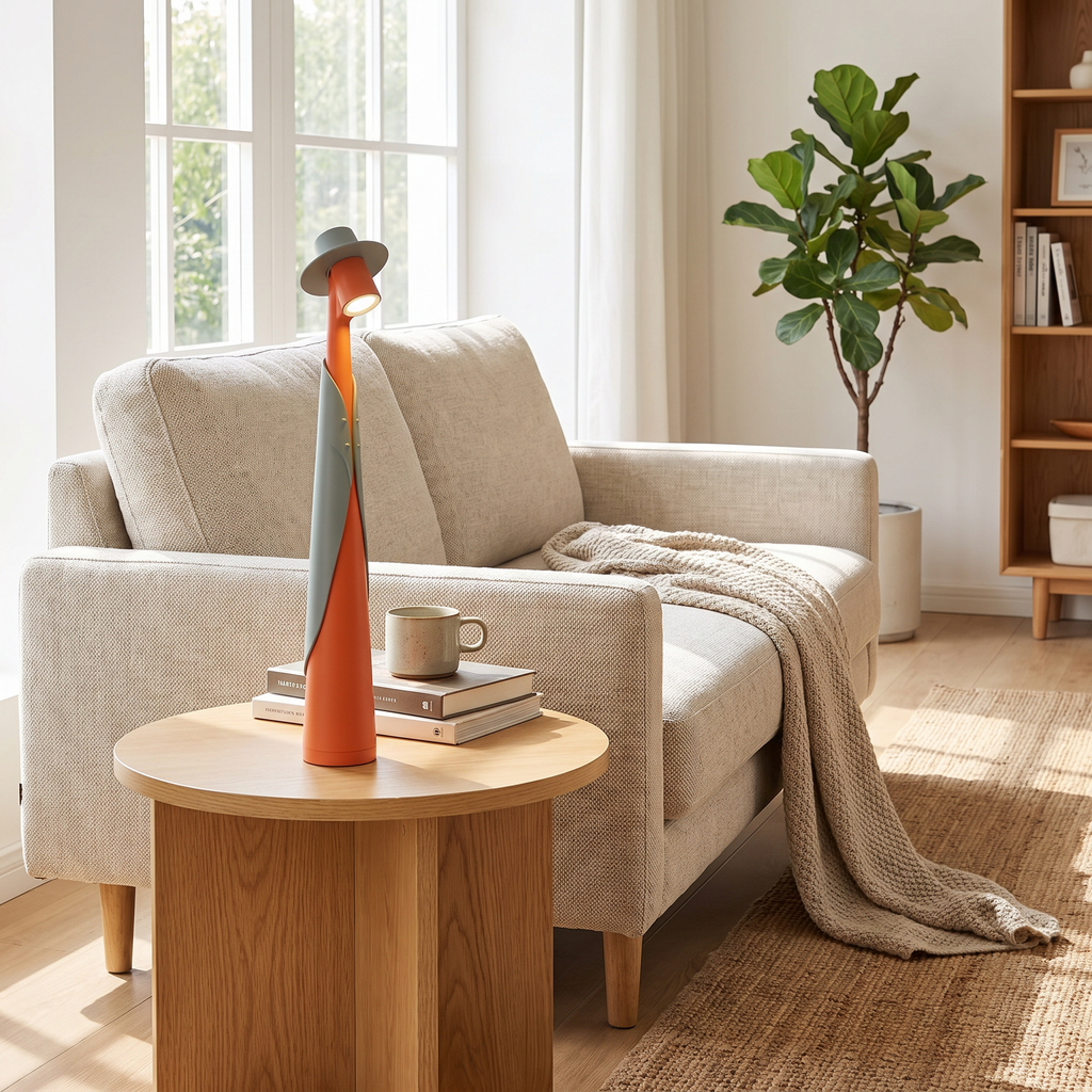 Sculptural Hat Figure Cordless Desk Lamp - styled