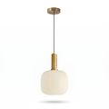 Ribbed Glass Cylinder Brass Pendant Light