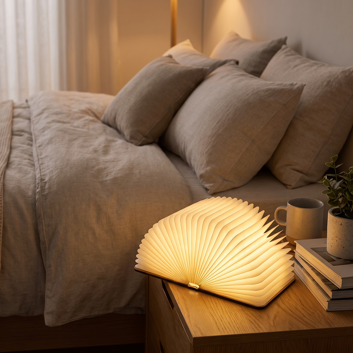 Foldable Wooden Book LED Lamp - styled