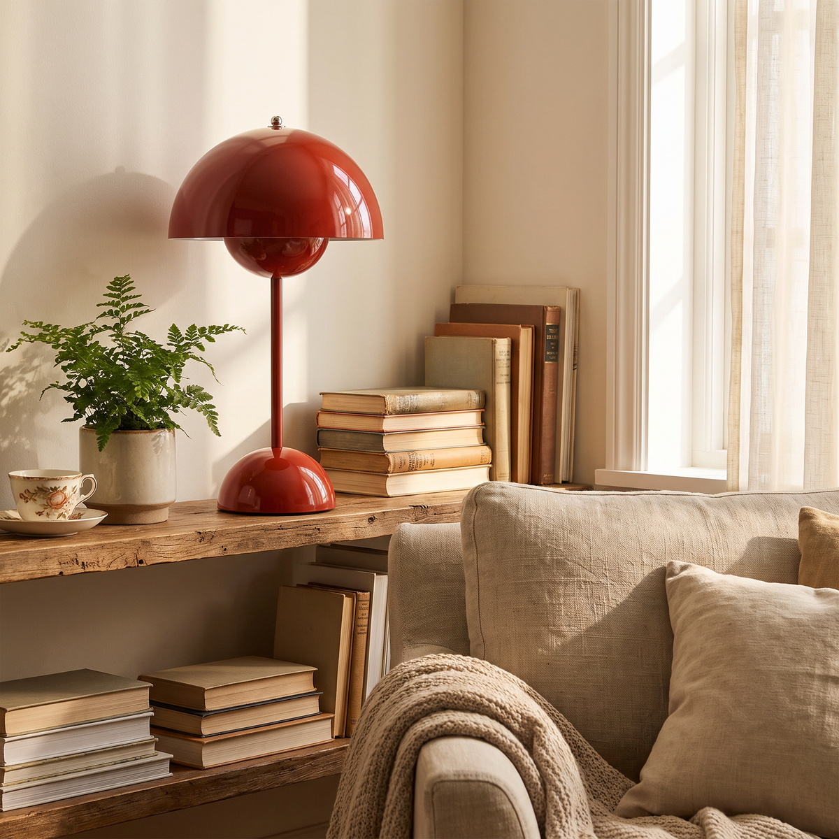 Glossy Dome Flowerpot Touch Table Lamp - styled