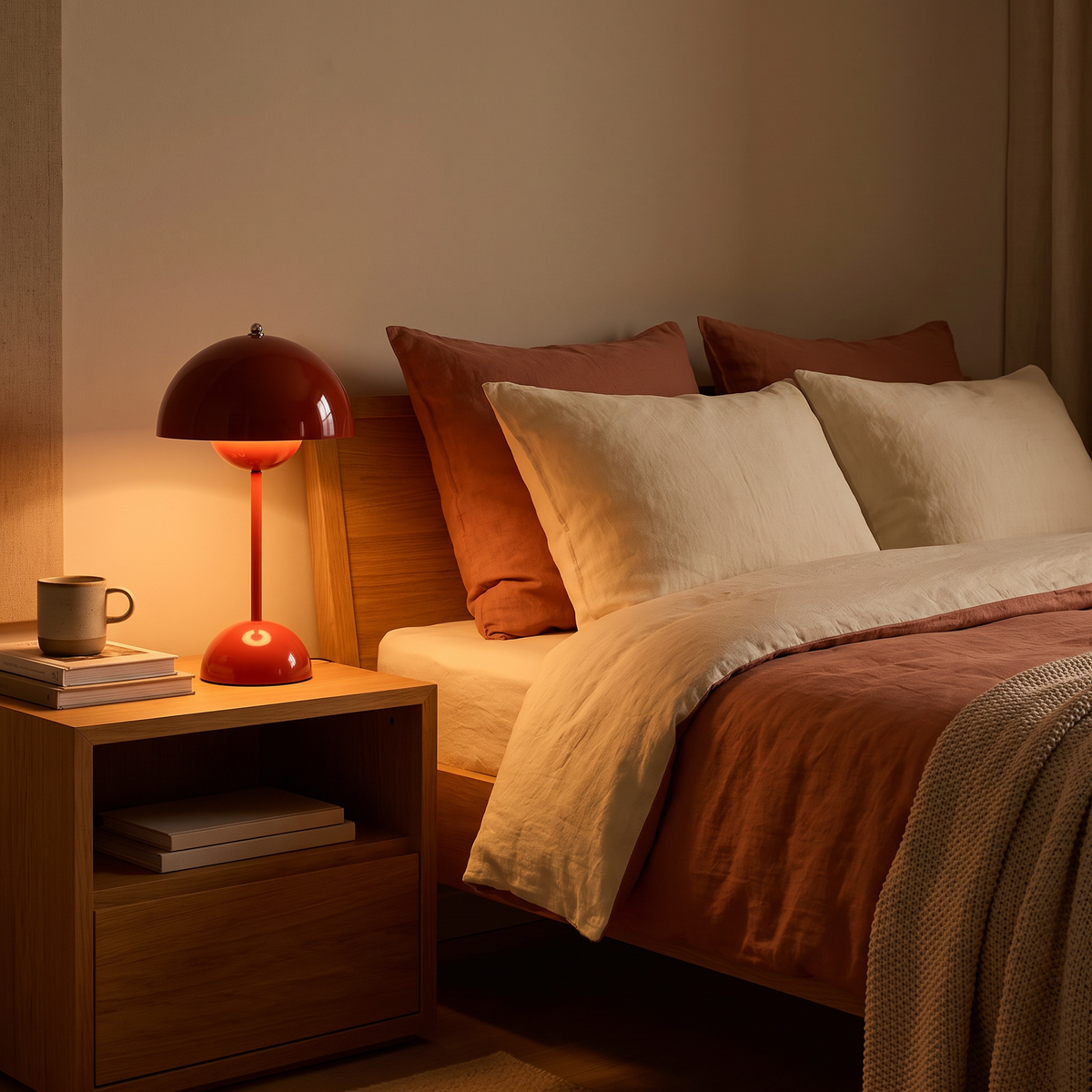 Glossy Dome Flowerpot Touch Table Lamp - styled