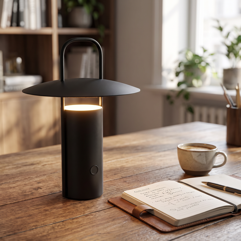 Cordless Metal Lantern Touch Lamp - styled