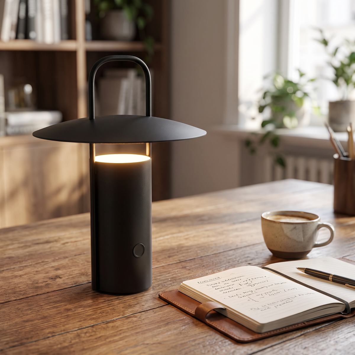 Cordless Metal Lantern Touch Lamp - styled