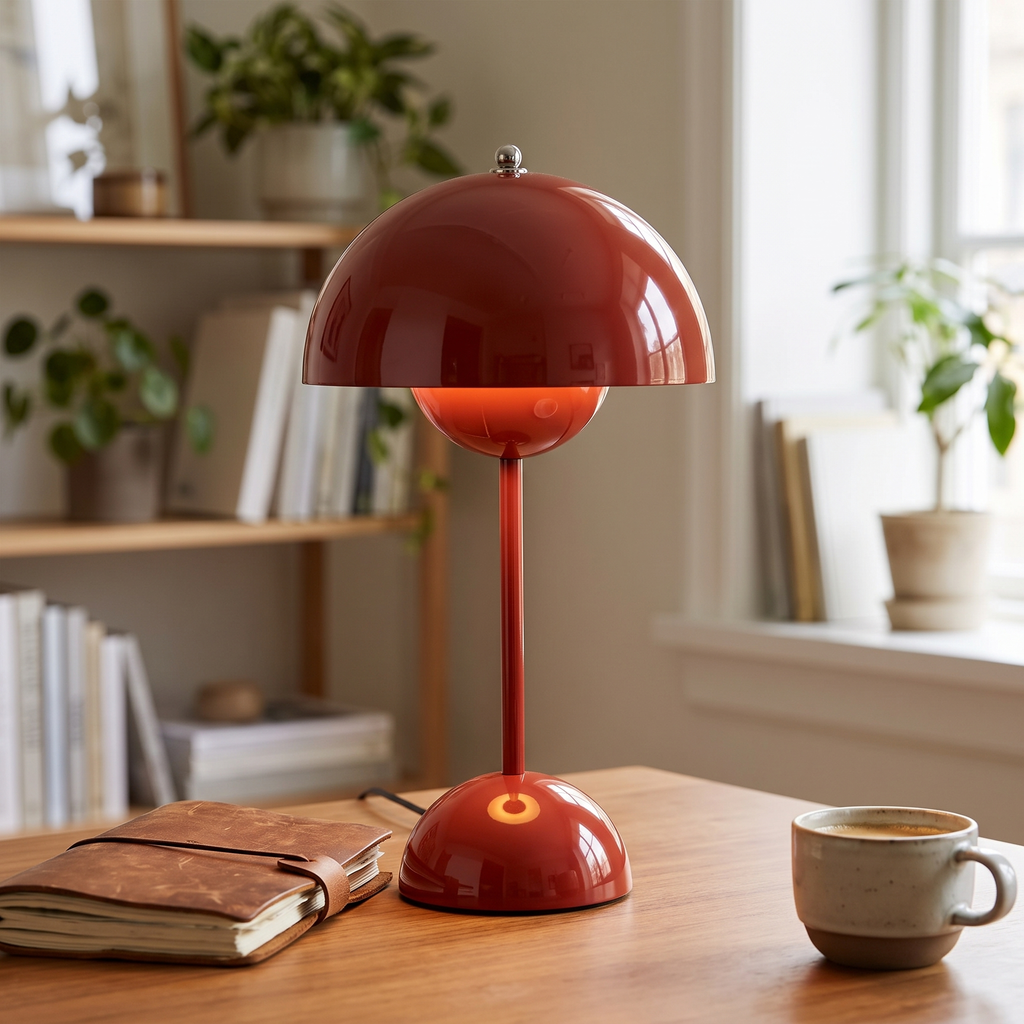 Glossy Dome Flowerpot Touch Table Lamp - styled