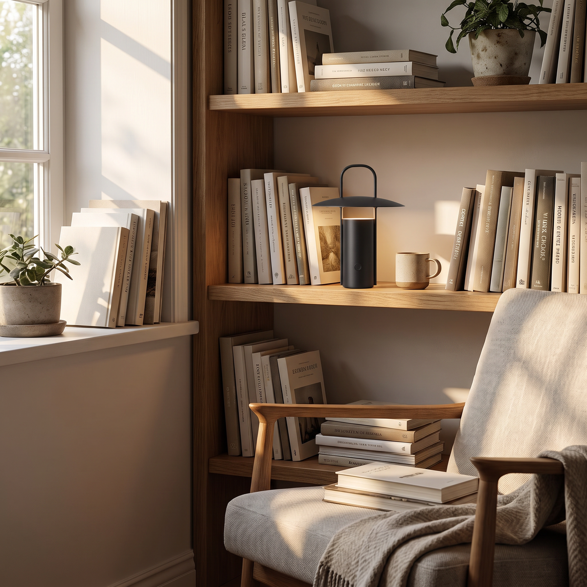 Cordless Metal Lantern Touch Lamp - styled