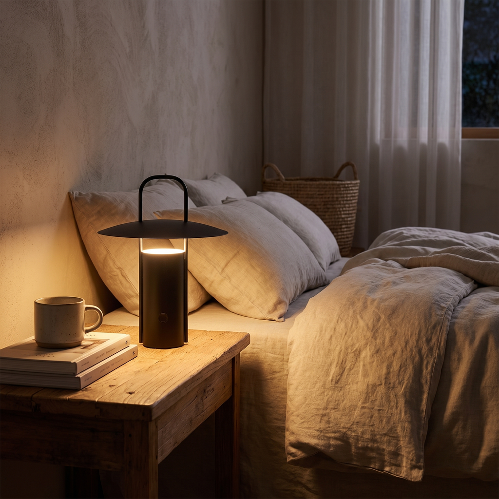 Cordless Metal Lantern Touch Lamp - styled