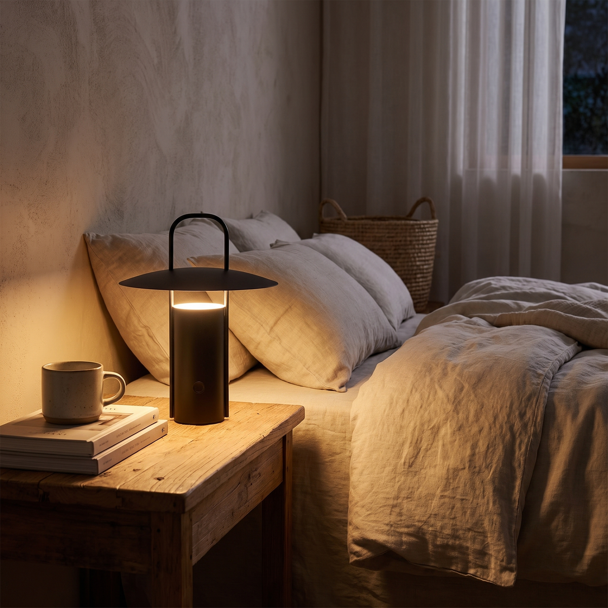 Cordless Metal Lantern Touch Lamp - styled