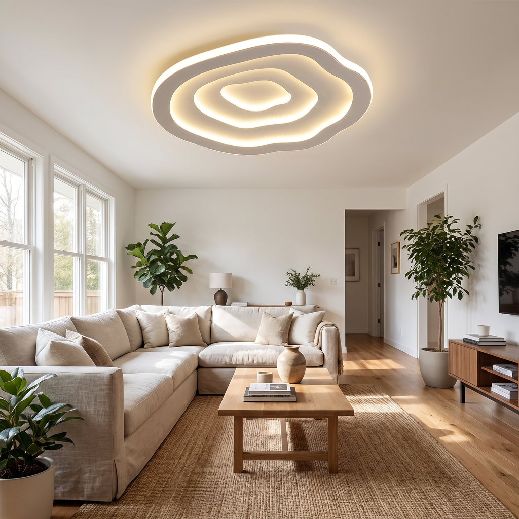 Rippled Acrylic LED Flush Ceiling Light - styled