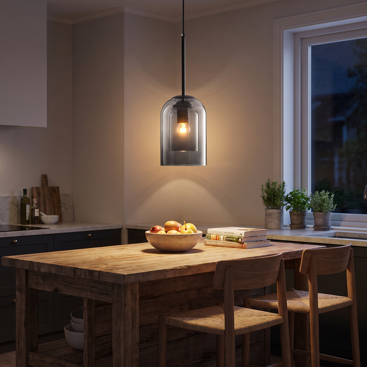 Double-Layer Glass Bell Pendant Light - styled