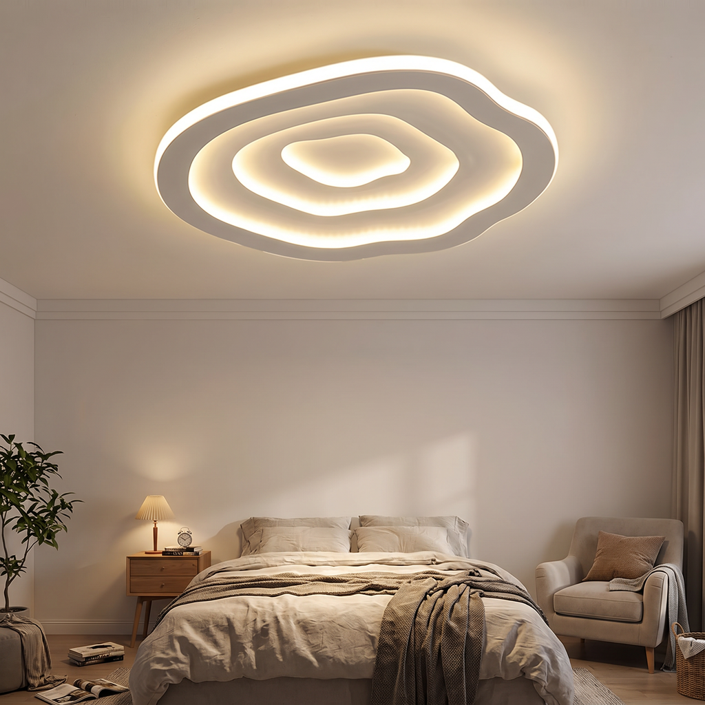 Rippled Acrylic LED Flush Ceiling Light - styled