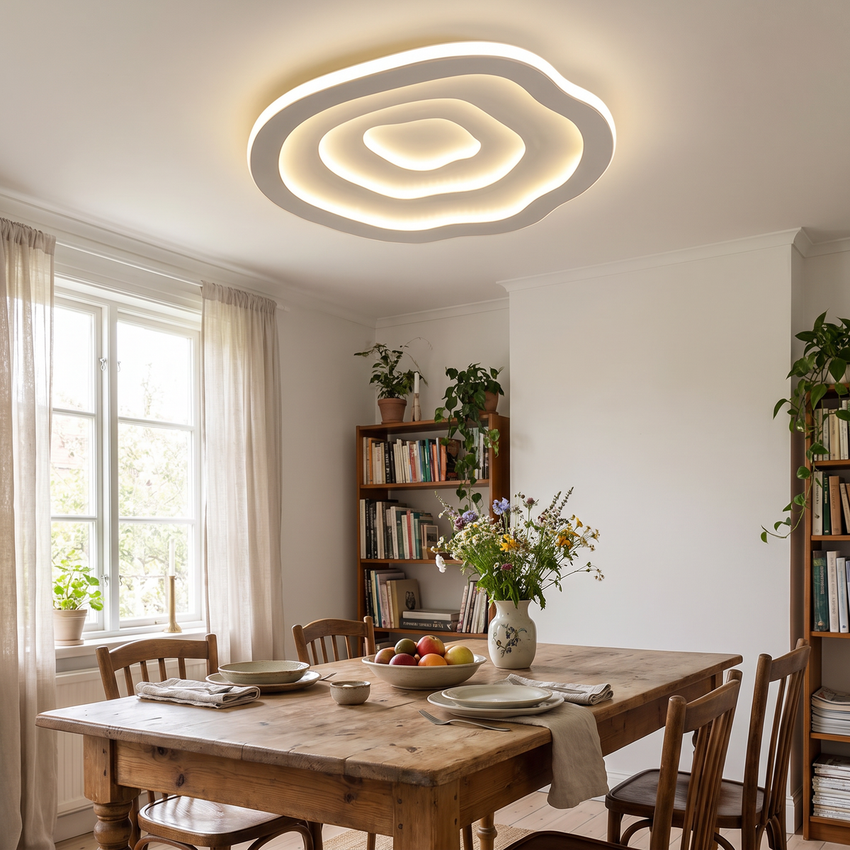 Rippled Acrylic LED Flush Ceiling Light - styled