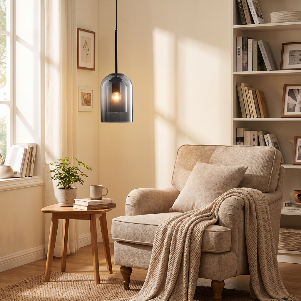 Double-Layer Glass Bell Pendant Light - styled