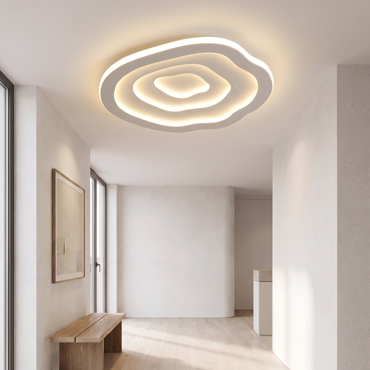 Rippled Acrylic LED Flush Ceiling Light - styled