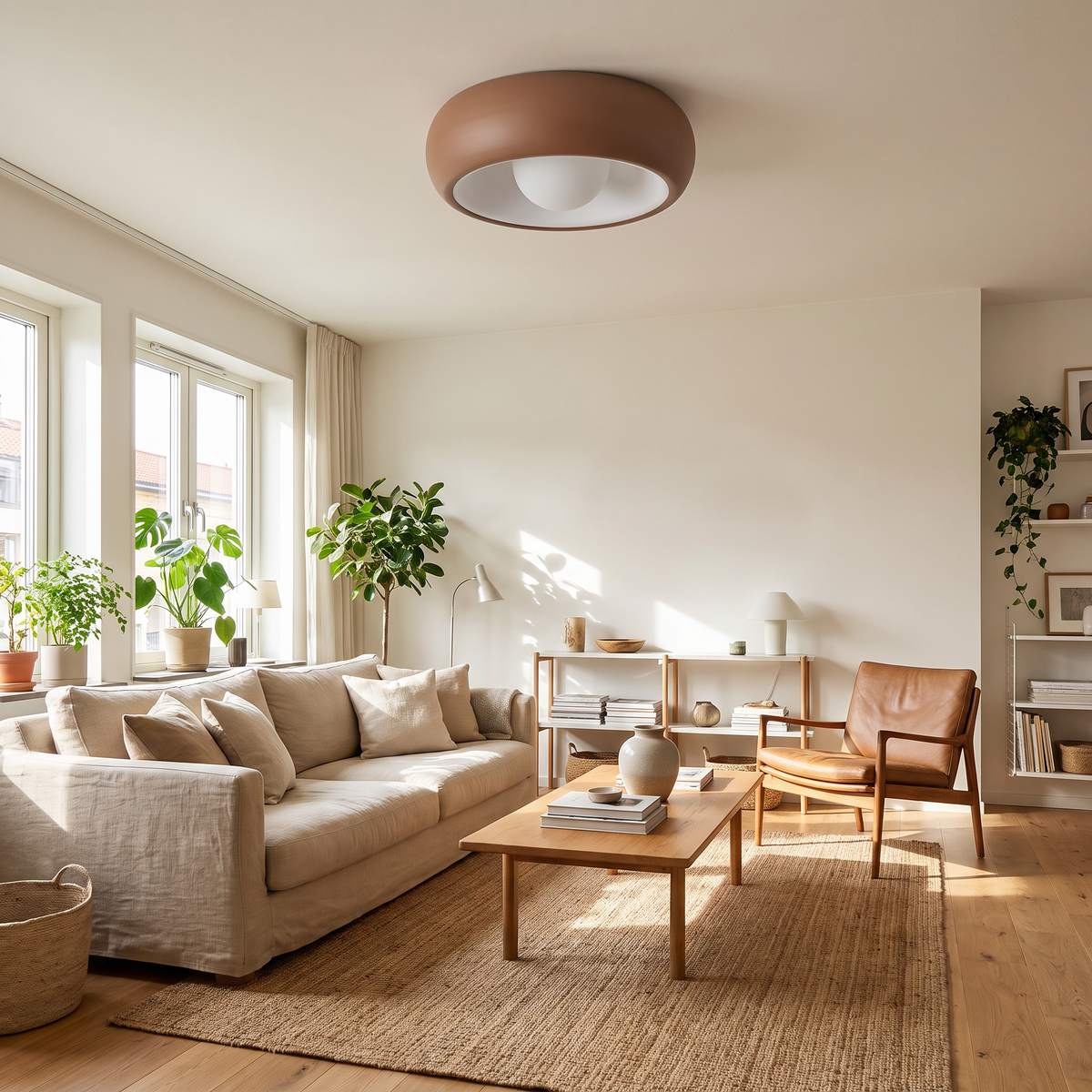 Minimal Round Flush Mount Ceiling Light - styled