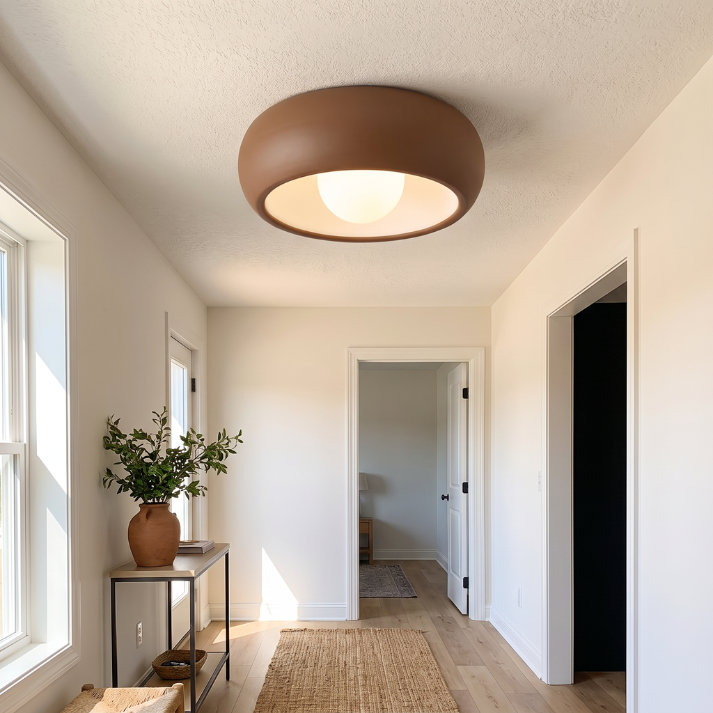 Minimal Round Flush Mount Ceiling Light - styled