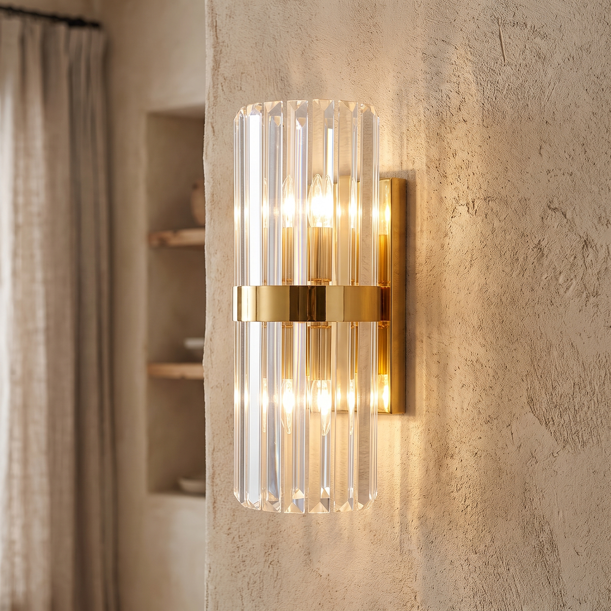Crystal Rod Cylinder Wall Sconce - styled