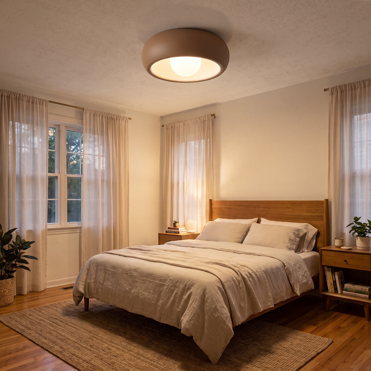 Minimal Round Flush Mount Ceiling Light - styled