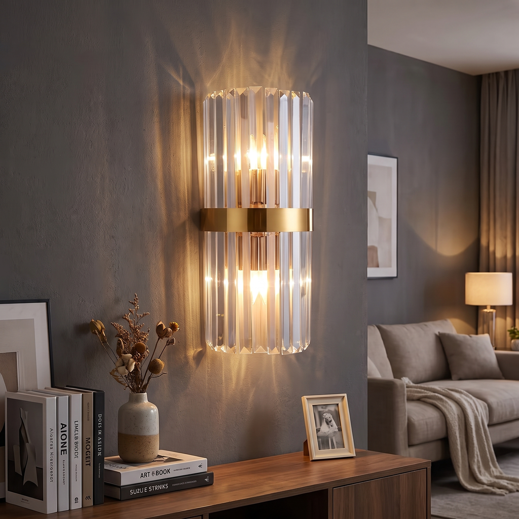 Crystal Rod Cylinder Wall Sconce - styled