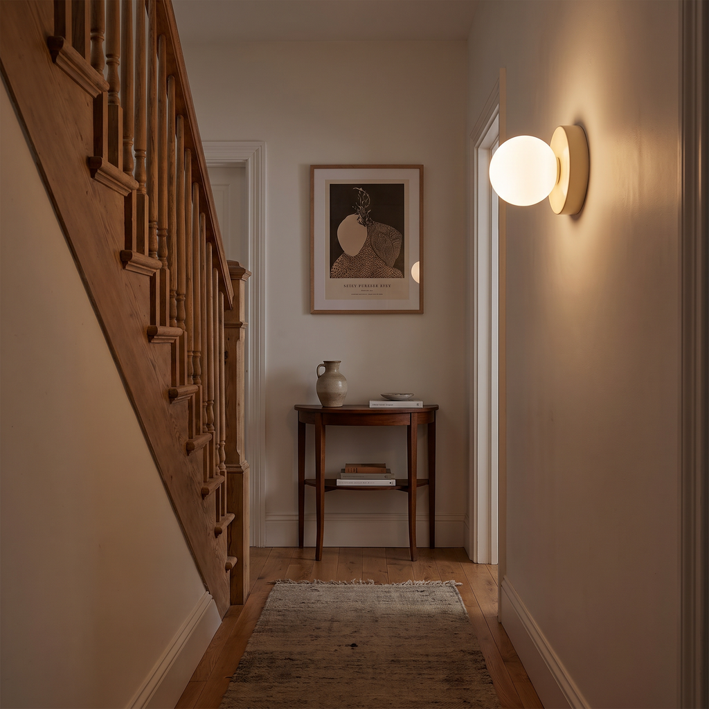 Macaron Disc Opal Glass Wall Lamp - styled