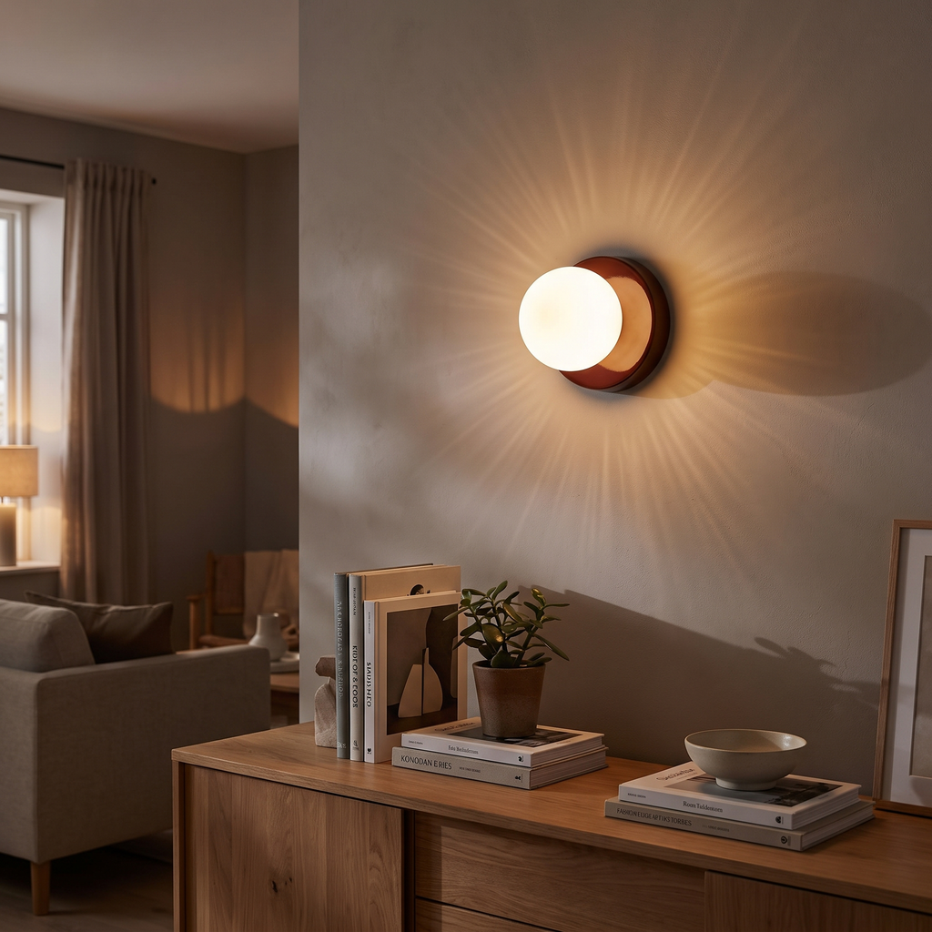 Macaron Disc Opal Glass Wall Lamp - styled