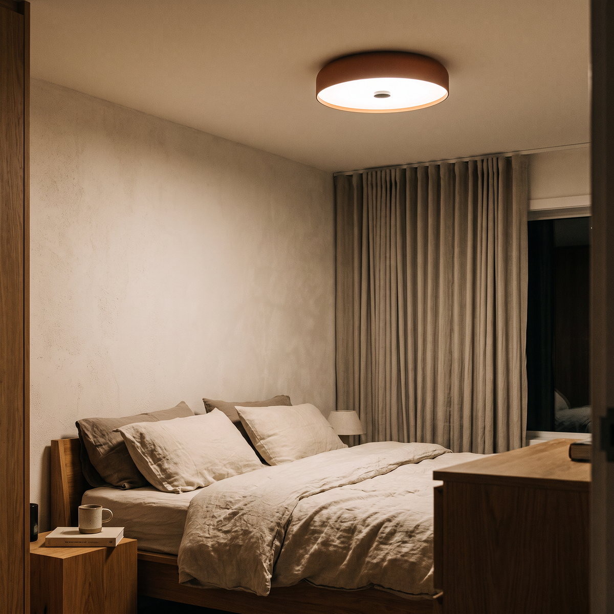 Retro Drum LED Flush Ceiling Light - styled