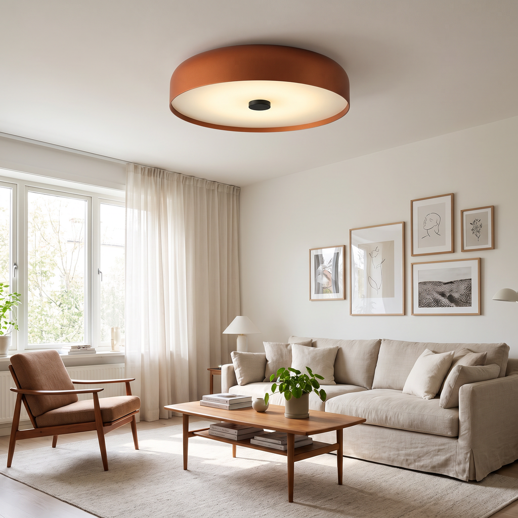 Retro Drum LED Flush Ceiling Light - styled
