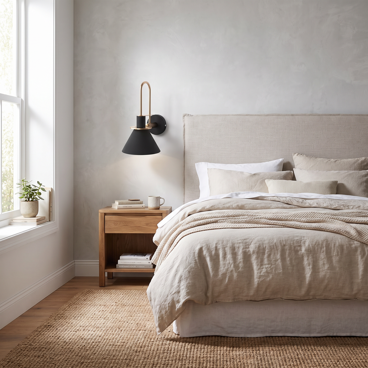 Arc Arm Cone Shade Wall Lamp - styled