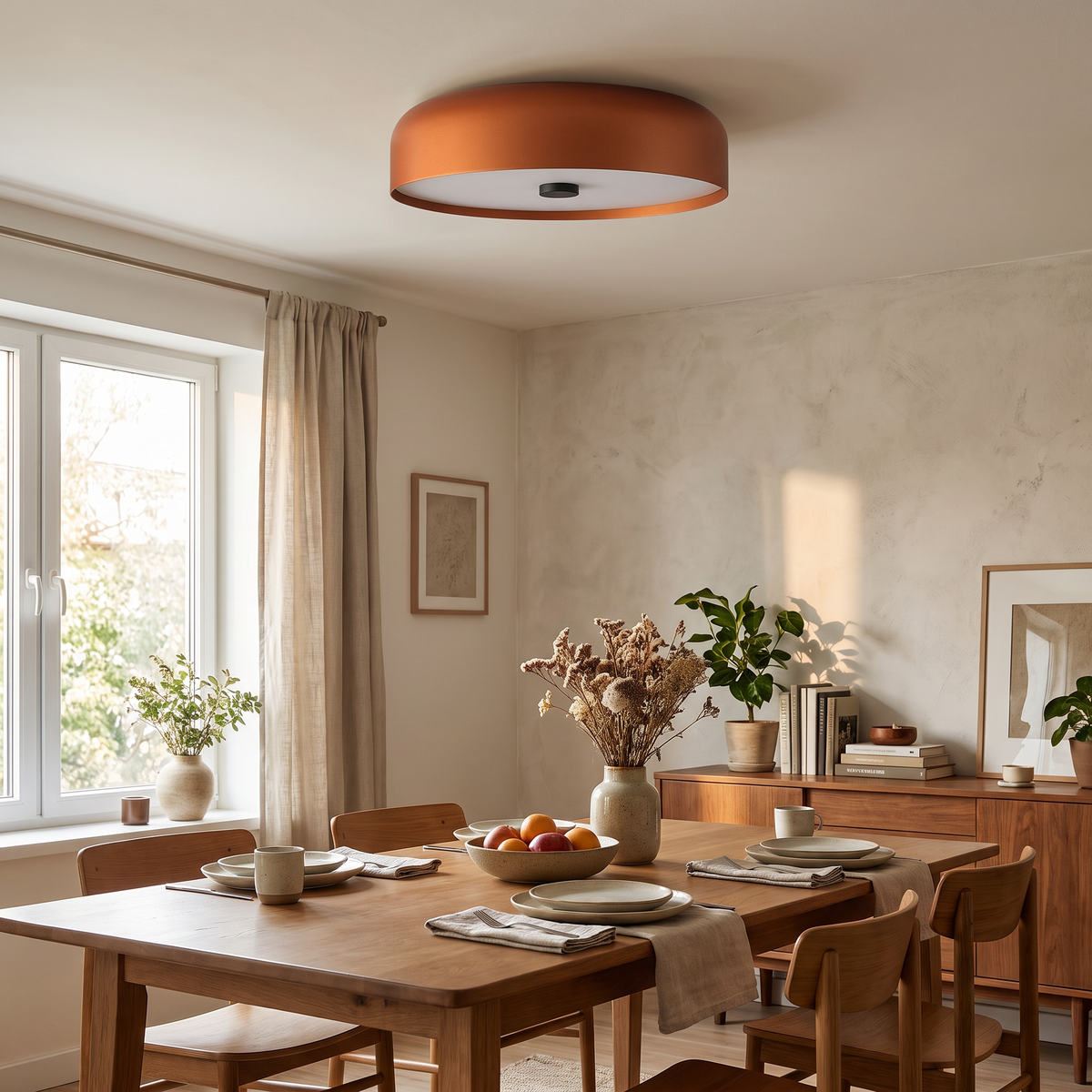 Retro Drum LED Flush Ceiling Light - styled