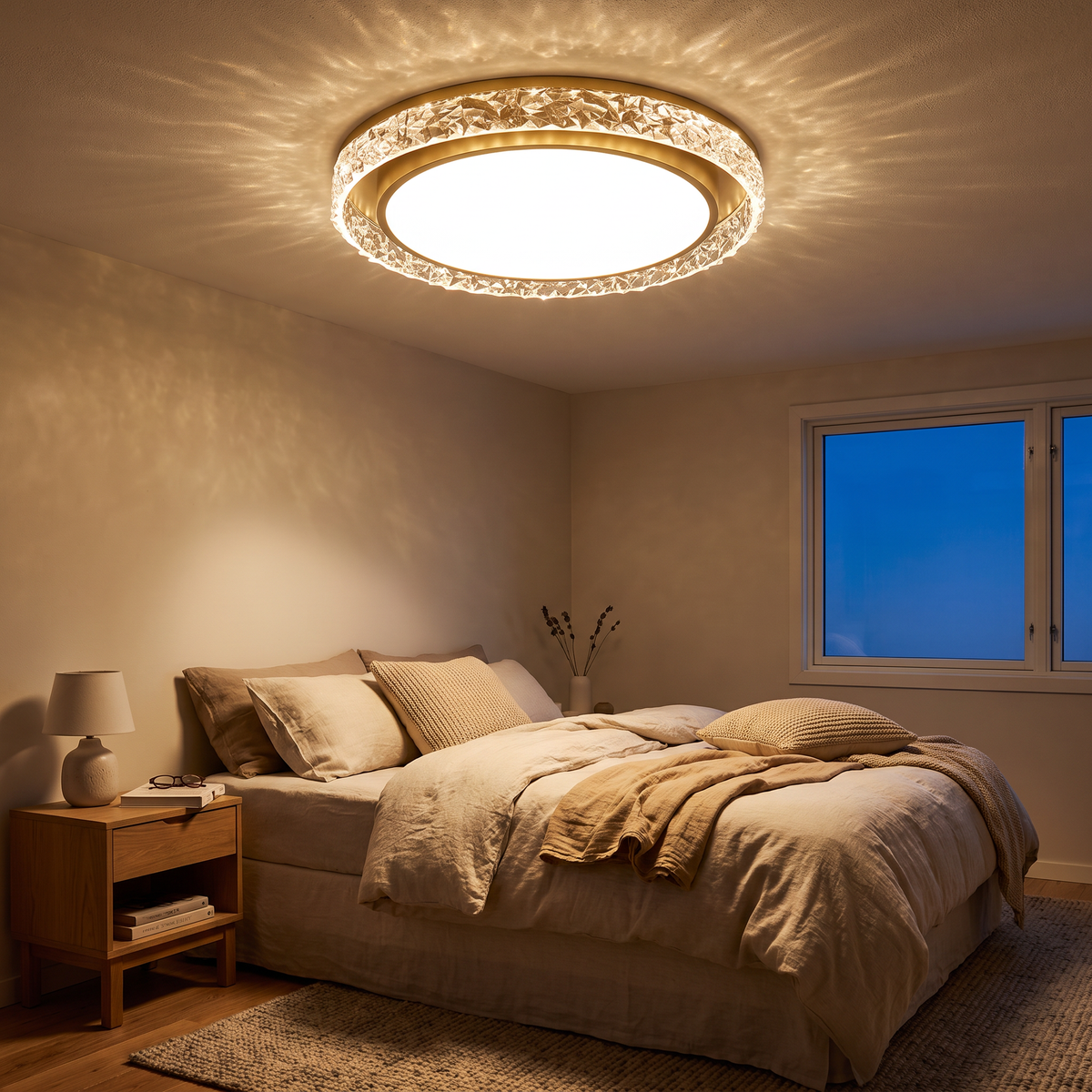 Crystal Ring LED Flush Ceiling Light - styled