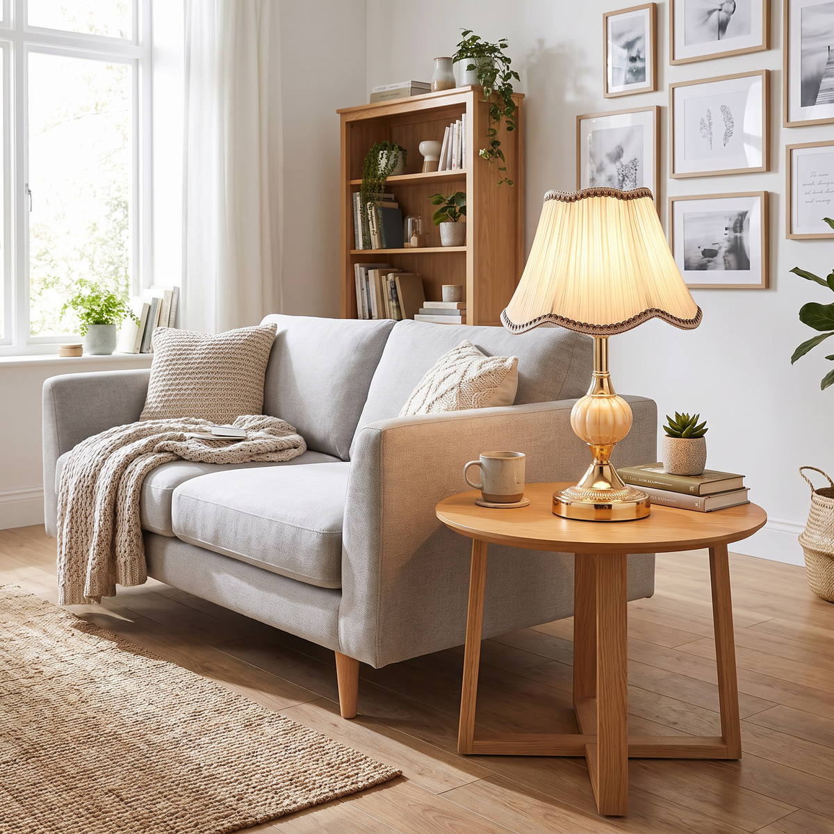 Scalloped Pleated Shade Urn Table Lamp - styled
