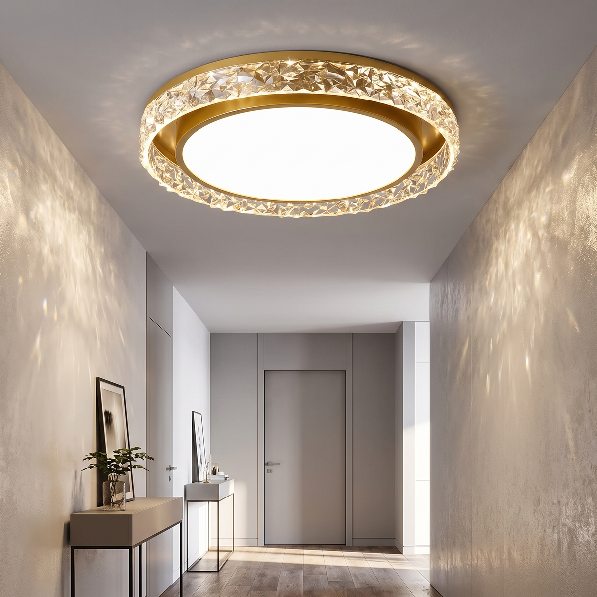 Crystal Ring LED Flush Ceiling Light - styled