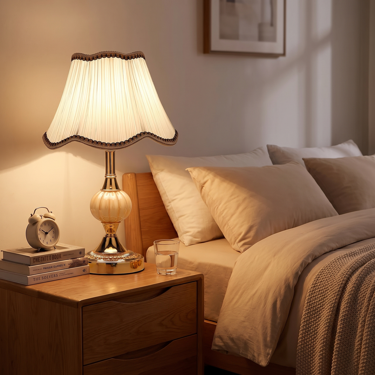 Scalloped Pleated Shade Urn Table Lamp - styled