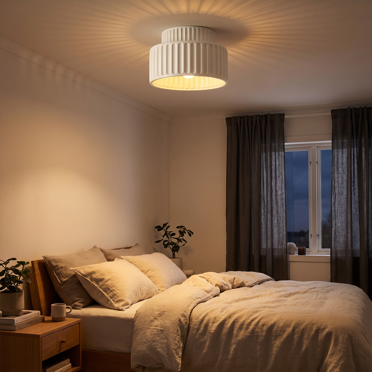 Ribbed Tiered Resin Ceiling Light - styled