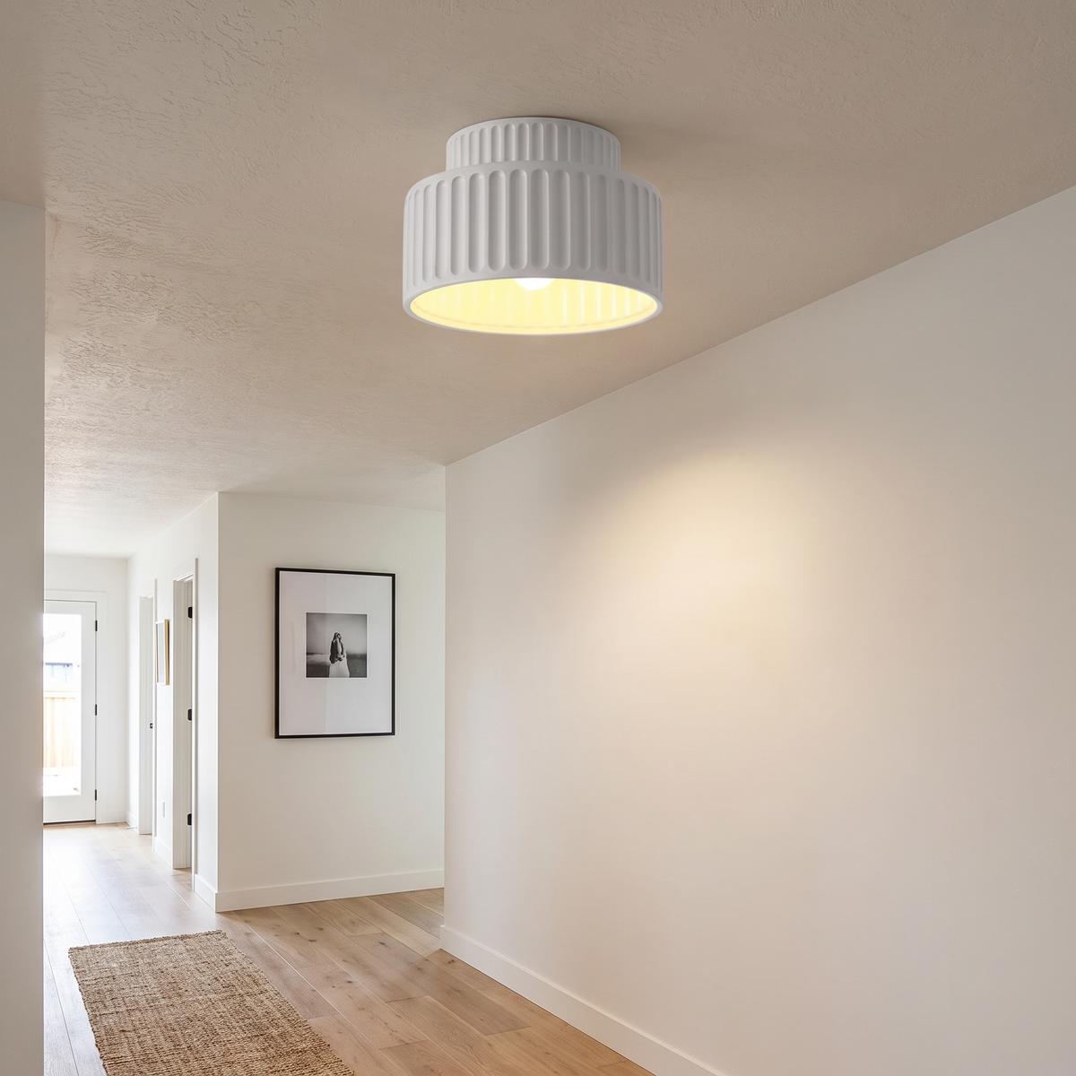 Ribbed Tiered Resin Ceiling Light - styled