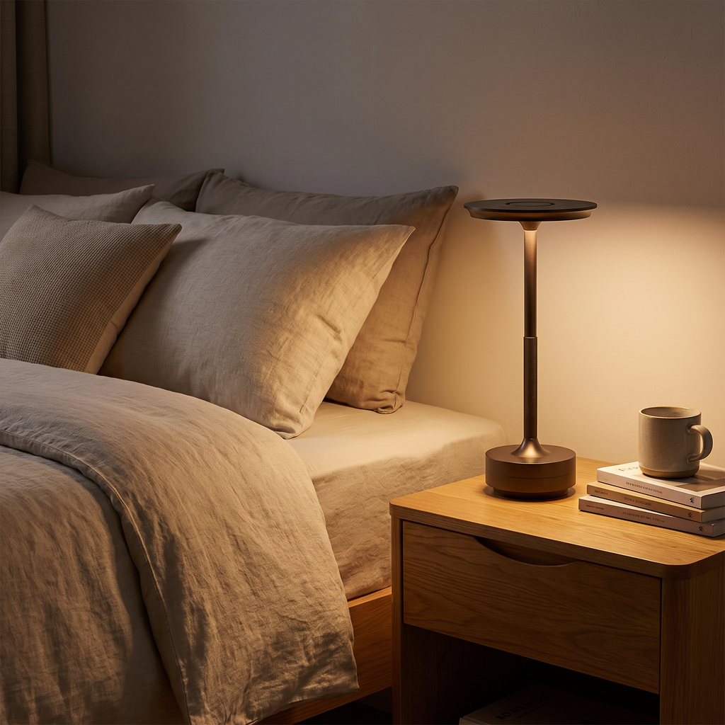 Cordless Disc Shade Touch Table Lamp - styled