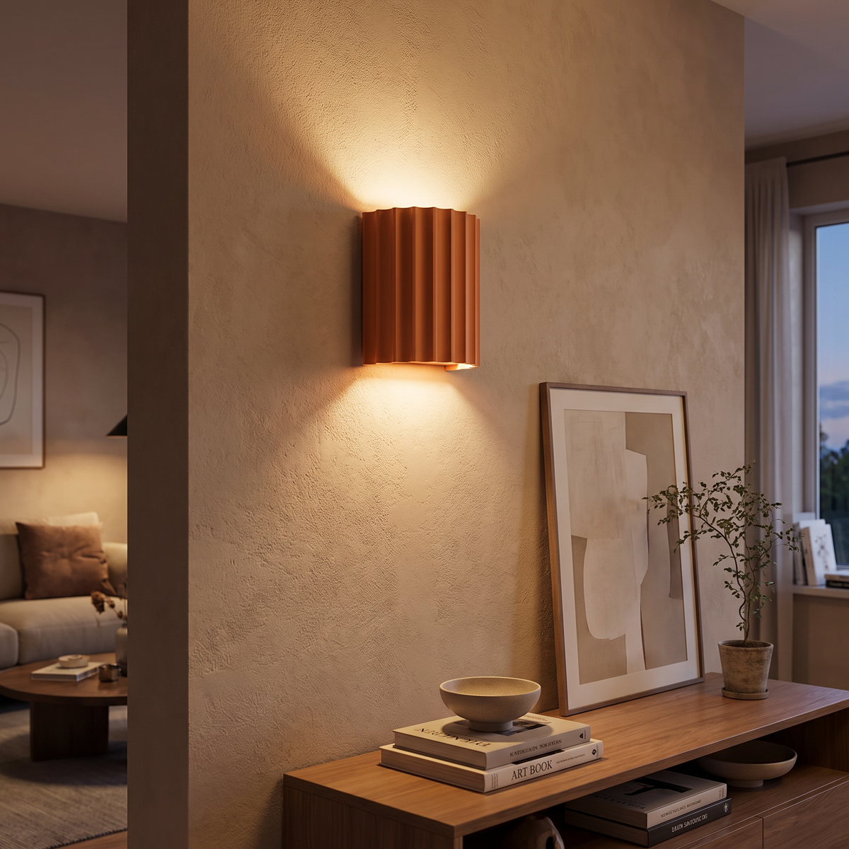 Fluted Resin Half-Cylinder Wall Lamp - styled