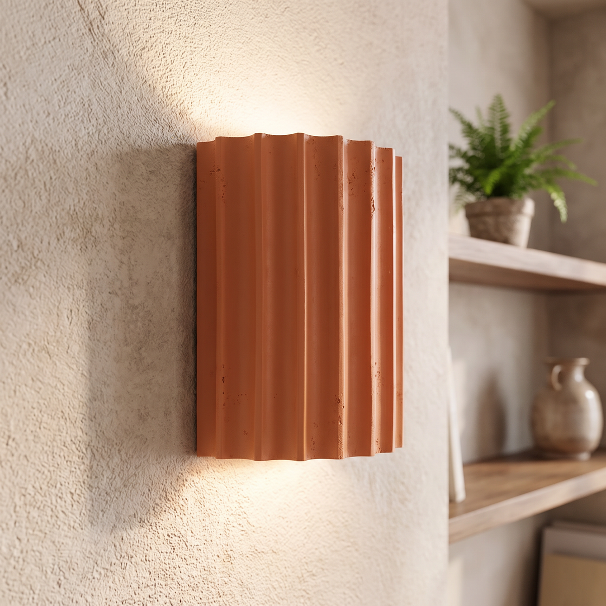 Fluted Resin Half-Cylinder Wall Lamp - styled