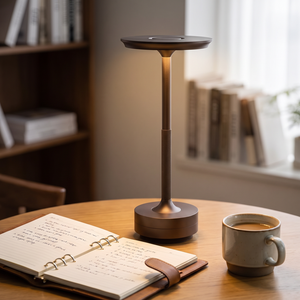 Cordless Disc Shade Touch Table Lamp - styled