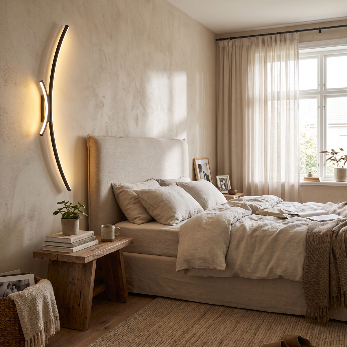 Curved Linear LED Wall Light - styled