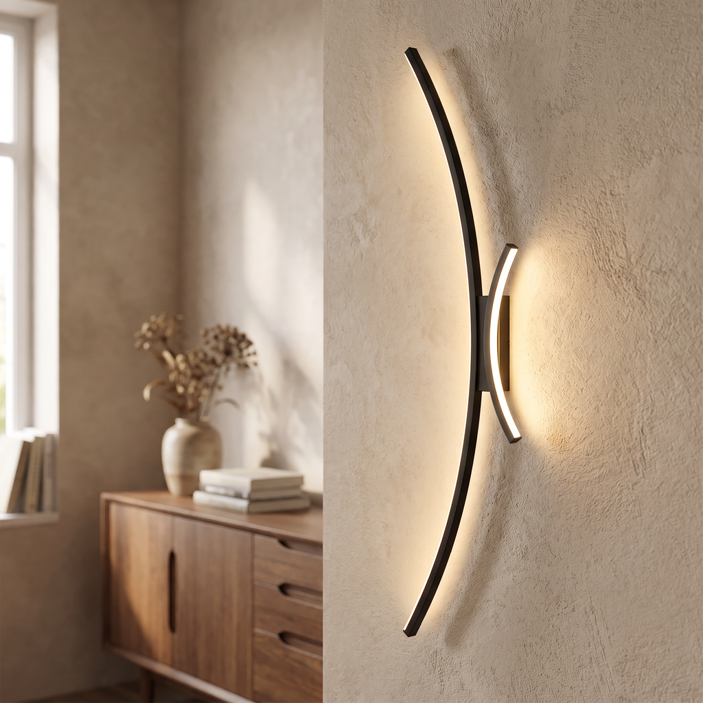 Curved Linear LED Wall Light - styled