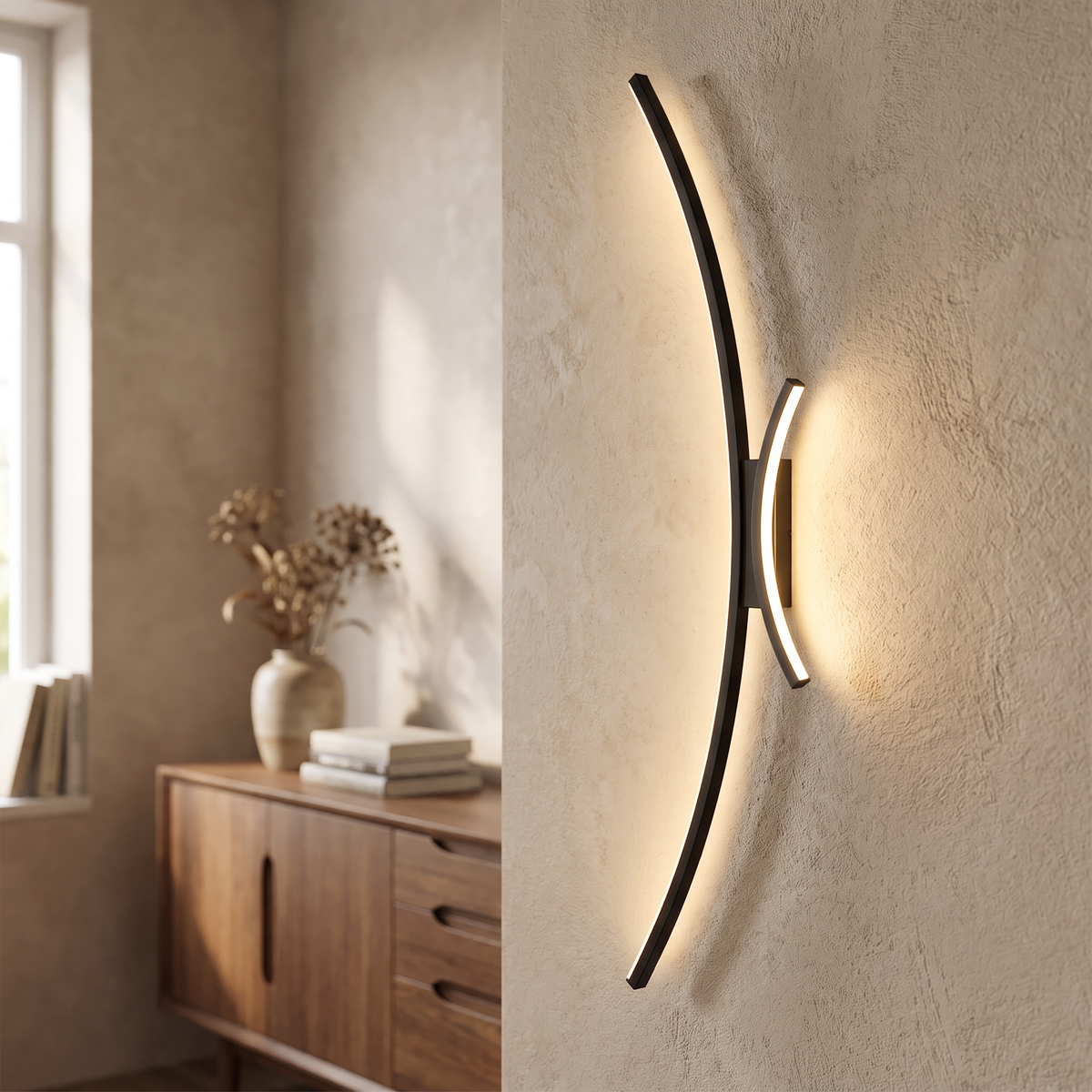 Curved Linear LED Wall Light - styled