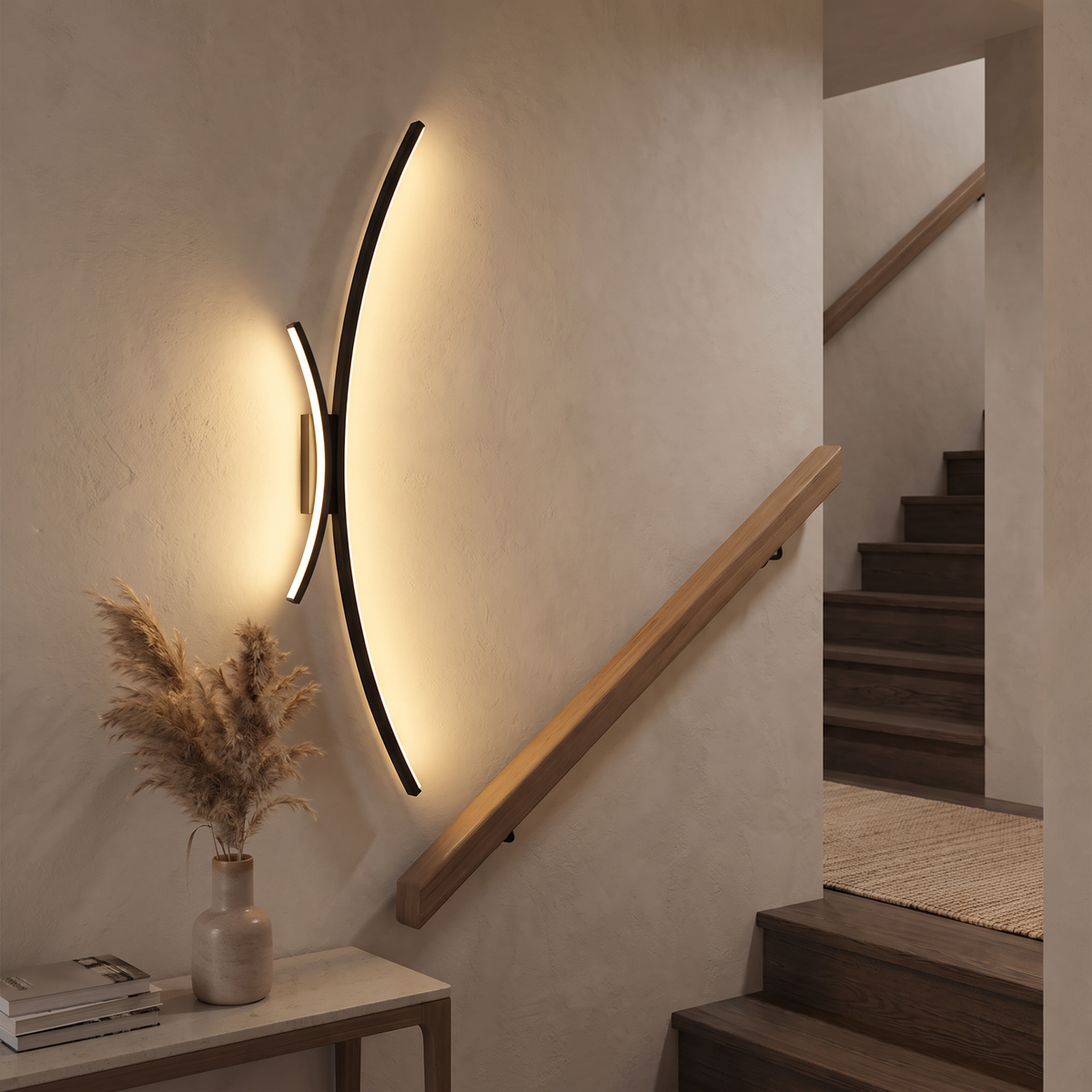Curved Linear LED Wall Light - styled
