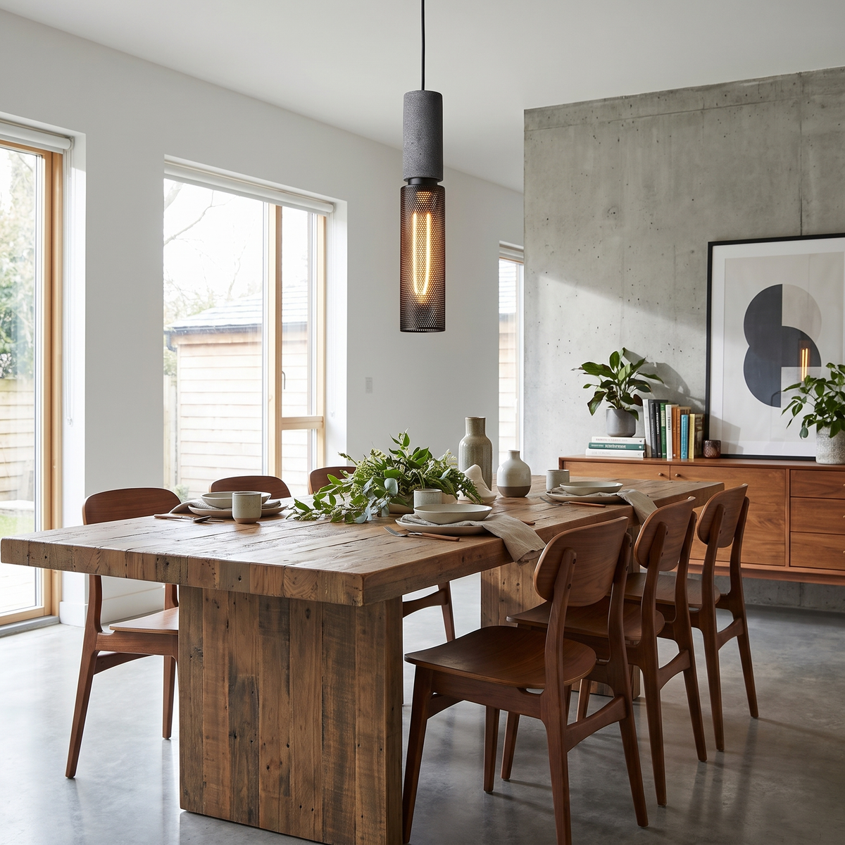Concrete Cylinder Pendant Light - styled