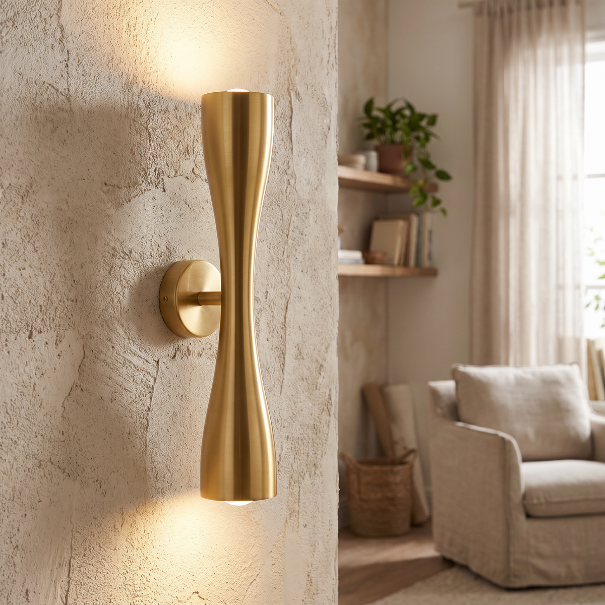 Hourglass Up-and-Down LED Wall Light - styled