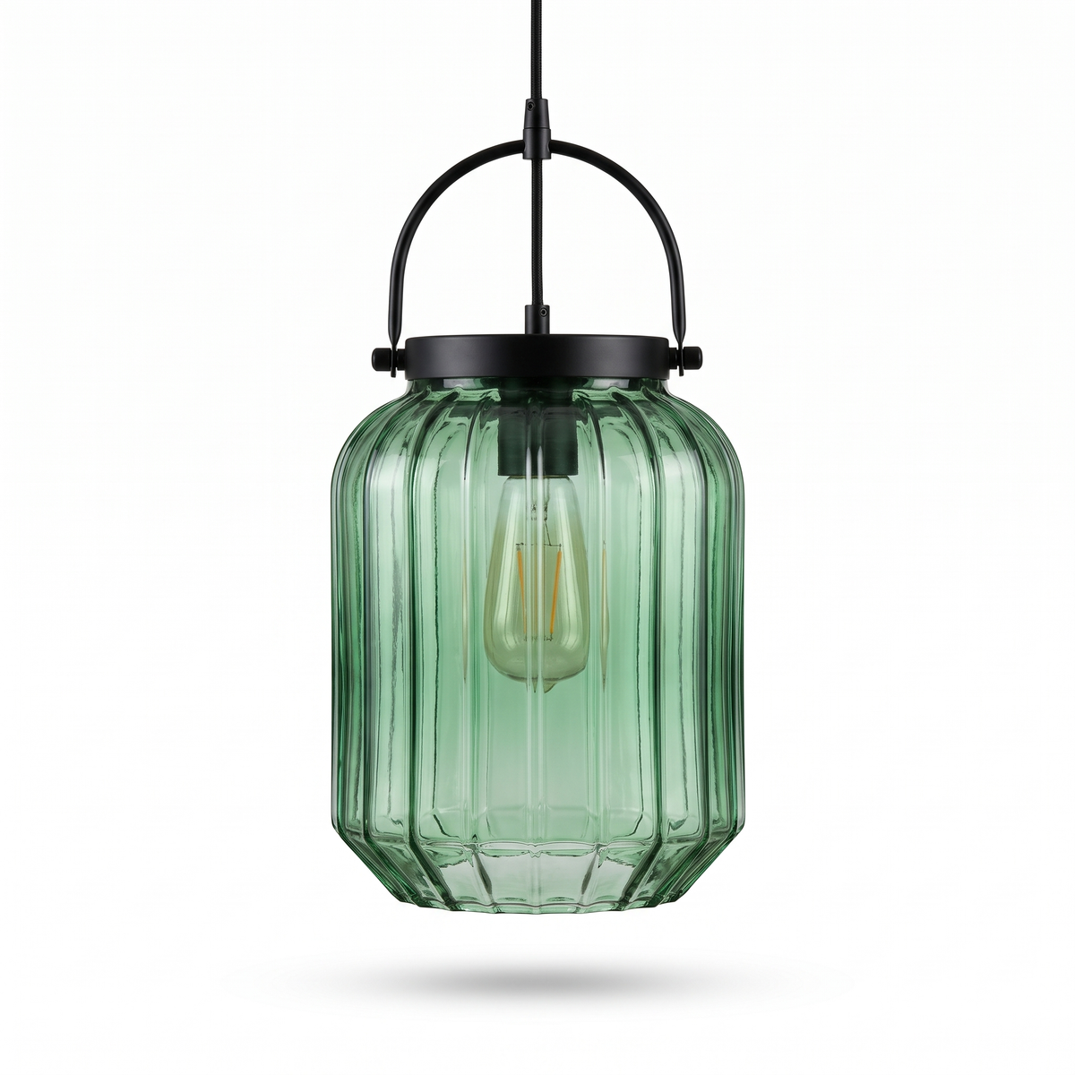 Ribbed Glass Lantern Pendant Light