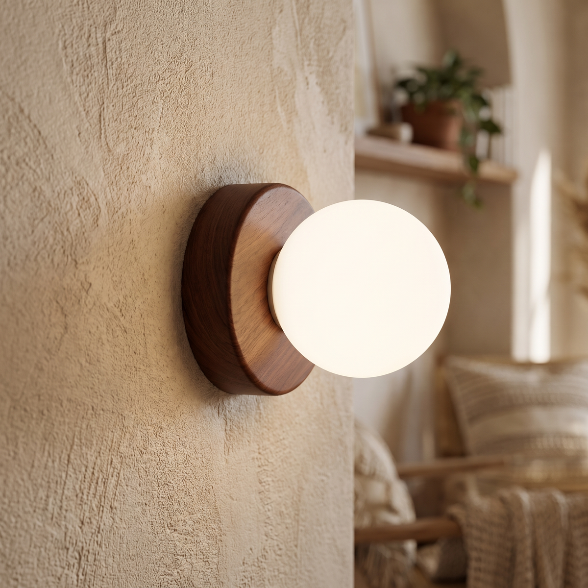 Macaron Disc Opal Glass Wall Lamp - styled