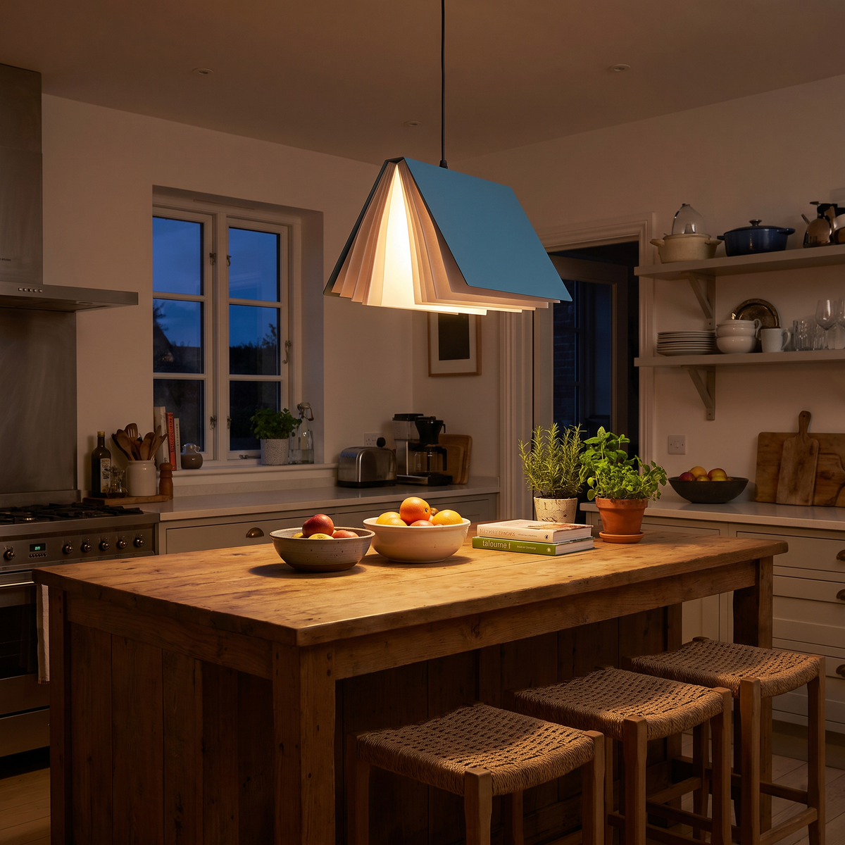 Open Book Pendant Light - styled
