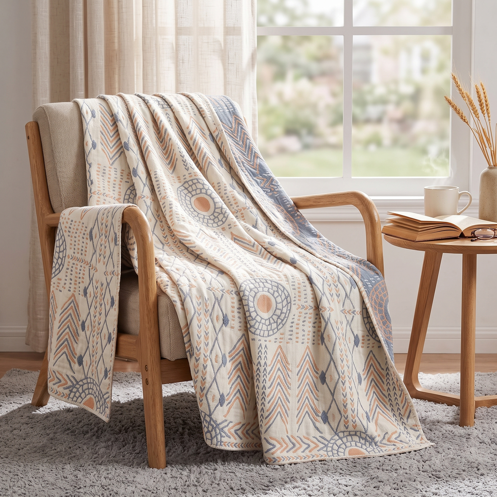 Sunburst & Arrow Reversible Cotton Throw Blanket - lifestyle